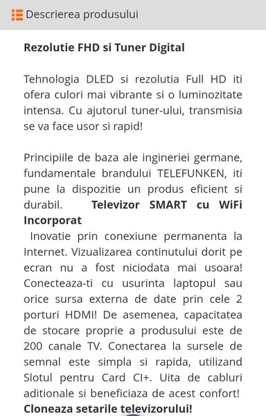TV Smart Wi-Fi Telefunken 102cm